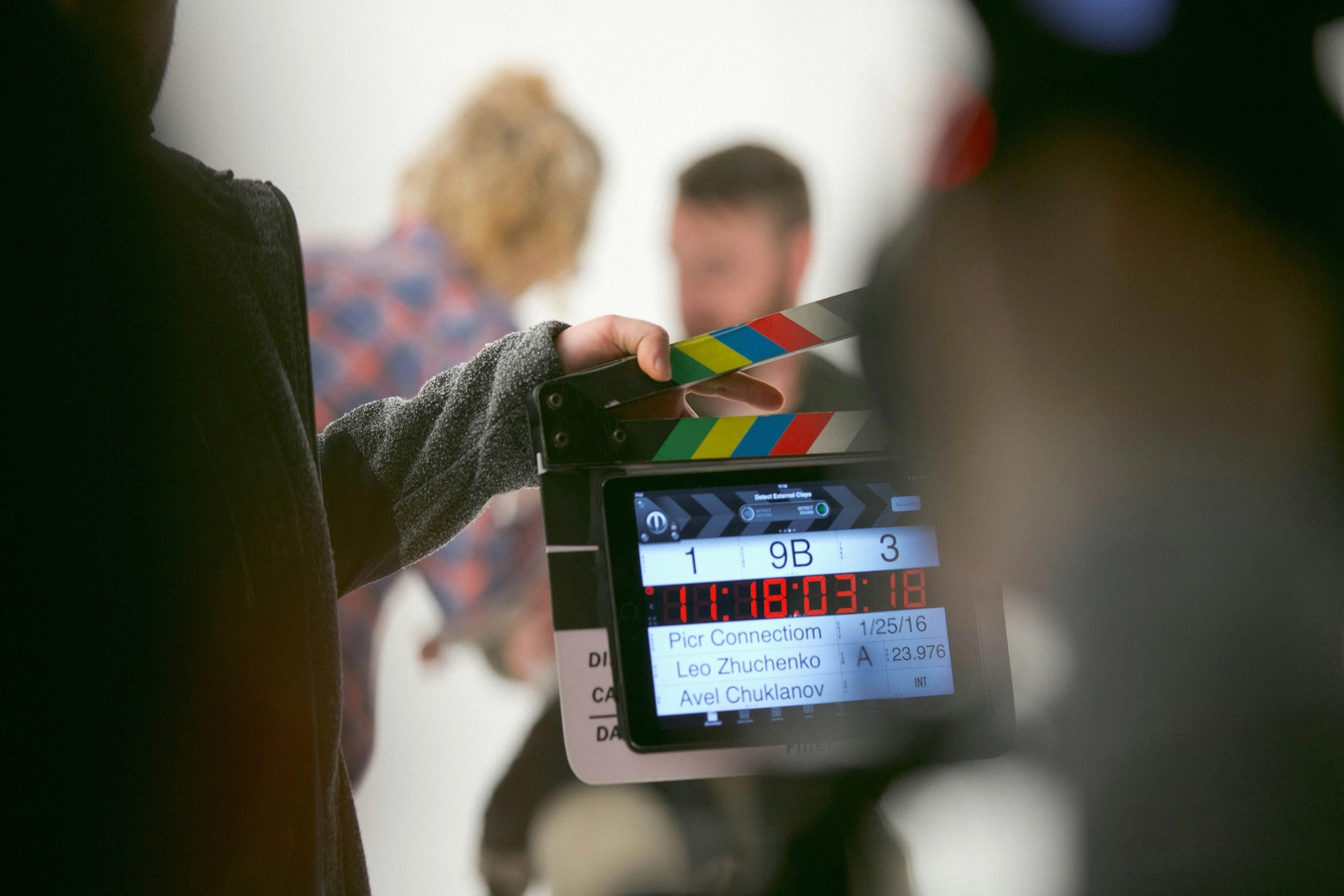 Photograph of film set with a clapperboard. Media and Film Studies School Trips